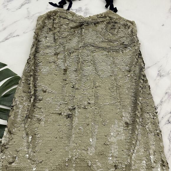 J.Crew Tie Shoulder Sequin Midi Dress Size 14 Beige Desert Canyon Sparkle - Picture 3 of 10